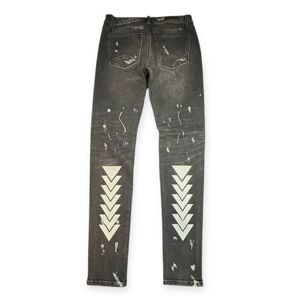 CULT OF INDIVIDUALITY Women’s C25 Gypsy High Rise Black Distressed Paint-Splatte - Picture 2 of 6